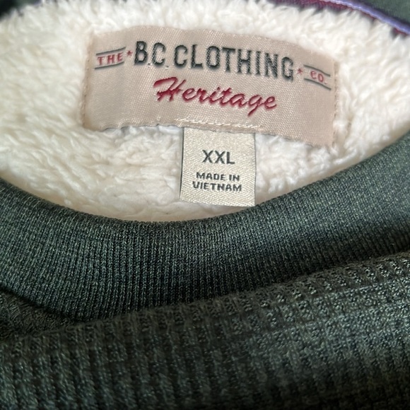 The BC Clothing Co Heritage Thermal Fleece Lined Crew Green Sweatshirt Mens XXL - Picture 6 of 10
